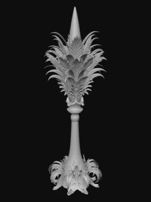3D model for High detail, spire, designed with large feathers, tabletop decoration.