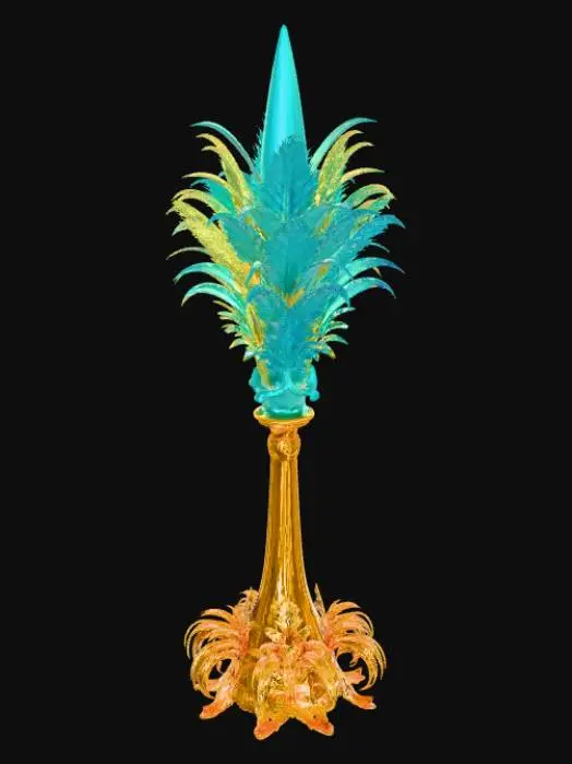 3D model for High detail, spire, designed with large feathers, tabletop decoration.