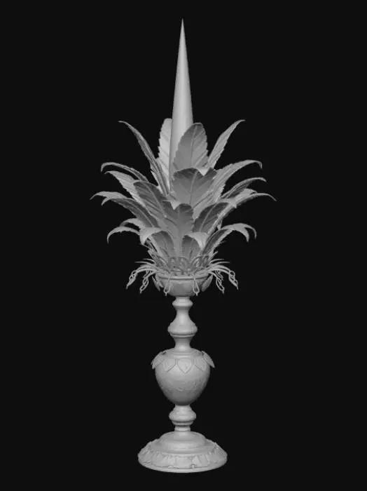 3D model for High detail, spire, designed with large feathers, tabletop decoration.