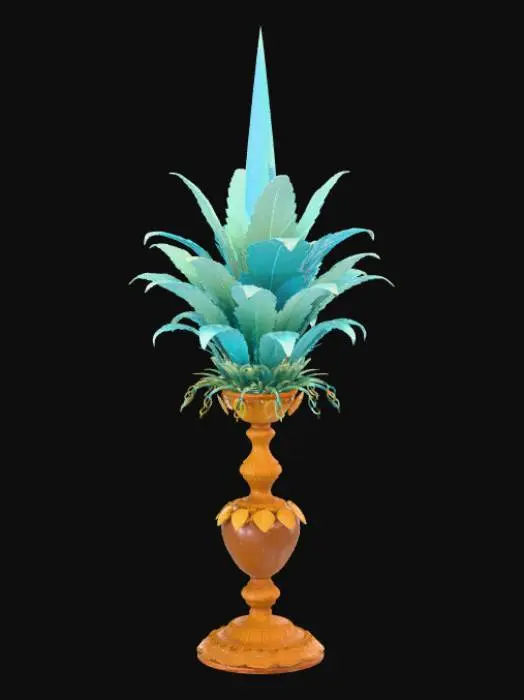 3D model for High detail, spire, designed with large feathers, tabletop decoration.