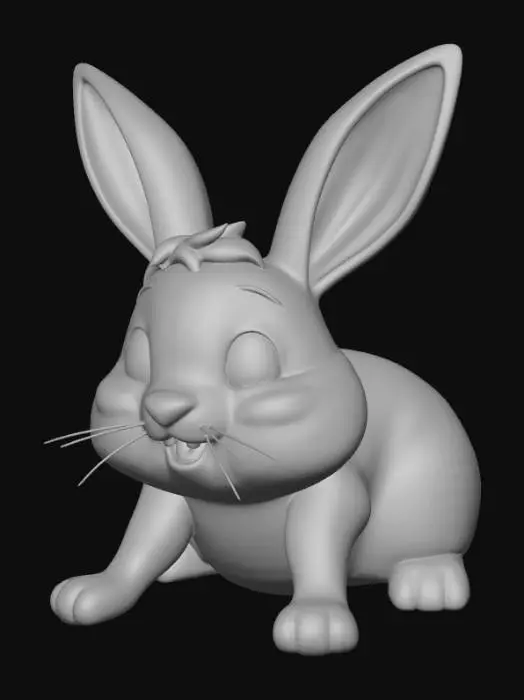 3D model for Smooth detail, cartoon animal, splatting dramatically onto the hardwood floor base.