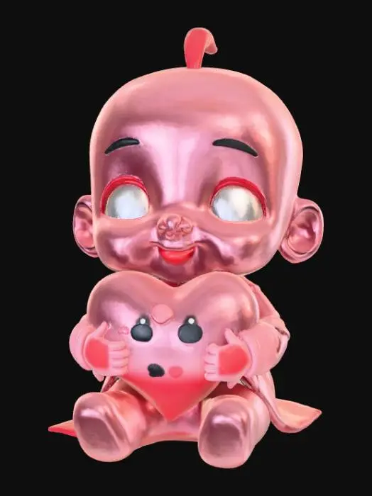 3D model for Smooth, low detail, Chibi Valentines sitting, smooth detail