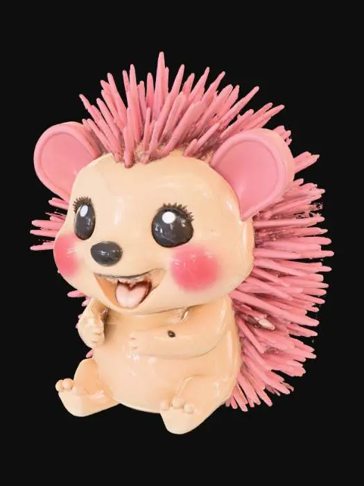 3D model for Smooth detail, kawaii, sitting porcupine, with smooth detail, short nub cones on its back.