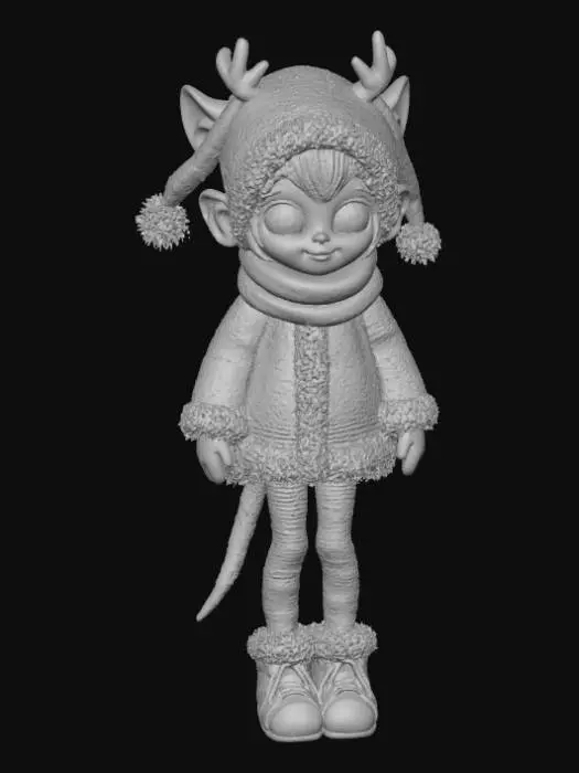 3D model for High detail, fantasy, Fey Creature, wearing high detailed, christmas clothes, standing on high detailed winter style base, #Christmas2025#
