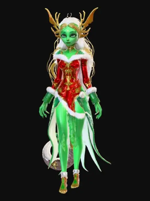 3D model for High detail, Fantasy, Fey Creature, wearing high detail christmas clothes, standing on high detailed base, in action pose, #Christmas2025#