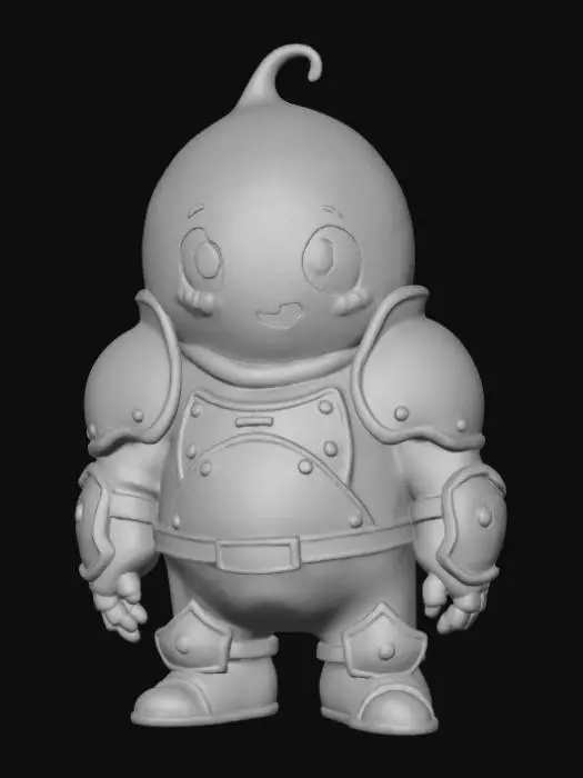3D model for Fantasy, round slime, wearing anime detailed armor