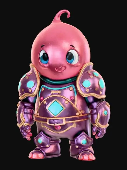 3D model for Fantasy, round slime, wearing anime detailed armor