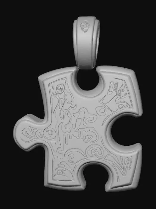 3D model for High Detail, pendant charm, The missing piece, no chain