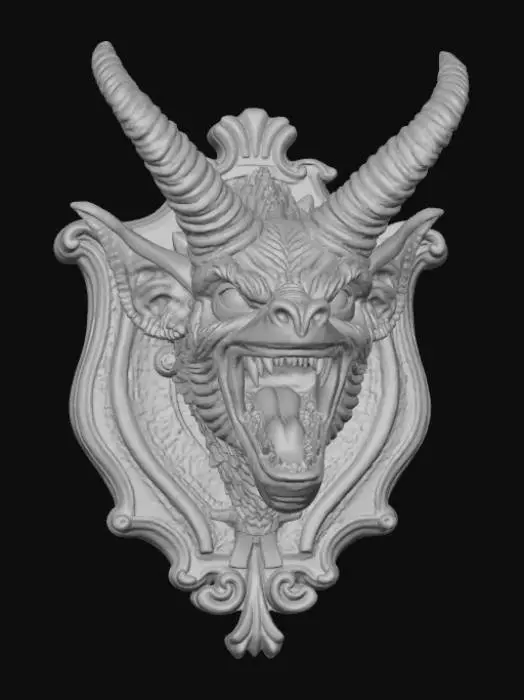 3D model for High detail, wall decor, Mounted monster head