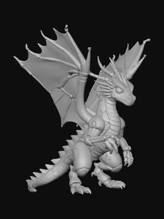 3D model for High detail, Anime, mecha dragon
