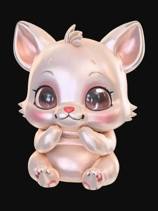 3D model for Simple, smooth surface, Contemplation kawaii animal.