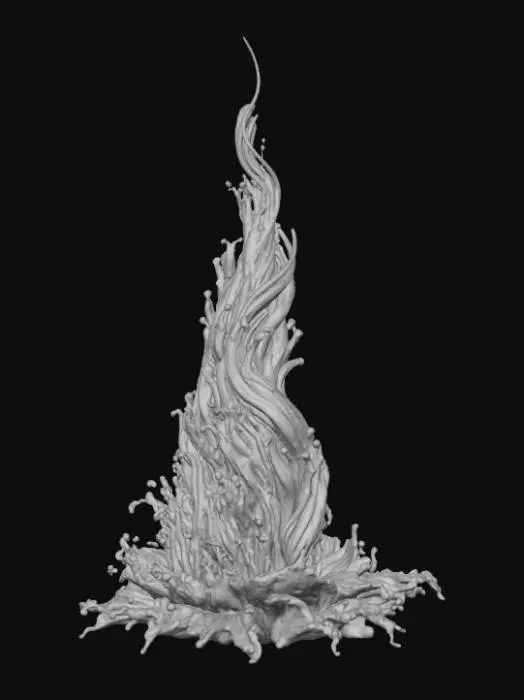 3D model for High detail, abstract spire, designed like a magical flow, spewing out of the base.