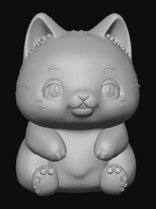 3D model for Smooth detail, kawaii, sitting animal, smooth detail, low detail.