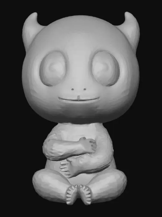 3D model for Smooth, low detail, Chibi Horror Icon sitting, smooth detail