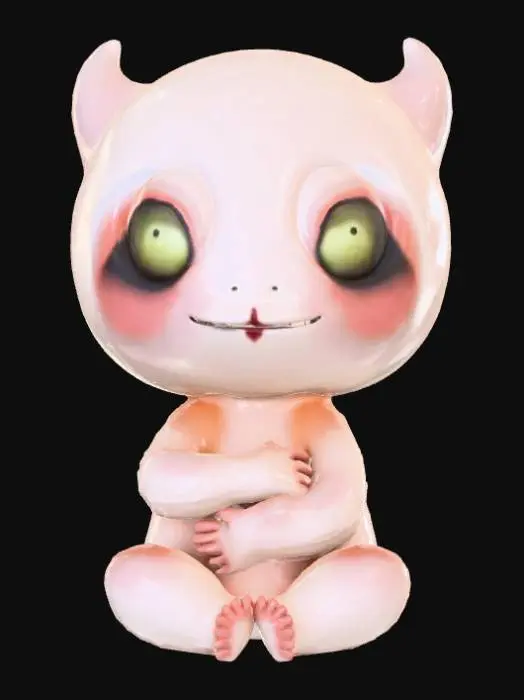 3D model for Smooth, low detail, Chibi Horror Icon sitting, smooth detail