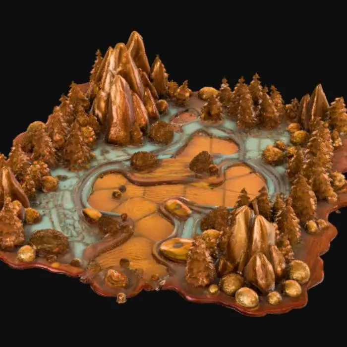 3D model for High detail, gameboard, with embossed features.