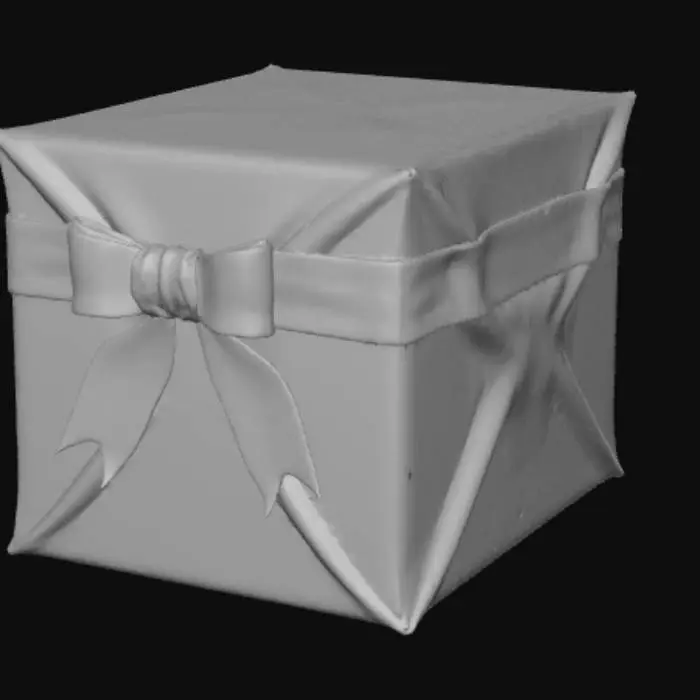 3D model for High detail, square container, with a seperated square lid, with a bow on it.