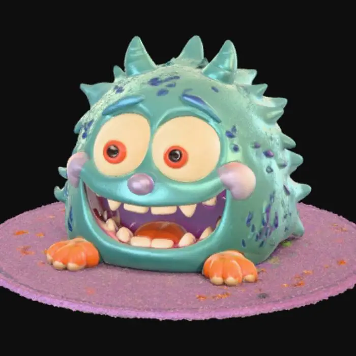 3D model for Low detail, flat, rug, with embossed, cartoon, monster face, #Halloween2025#