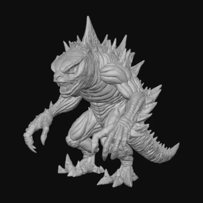 3D model for Bioluminescent chemical monster, surrounded by bioluminescent hazardous barrels.