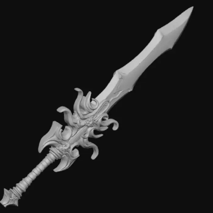 3D model for Anime style, extravagant, weapon, with abstract design