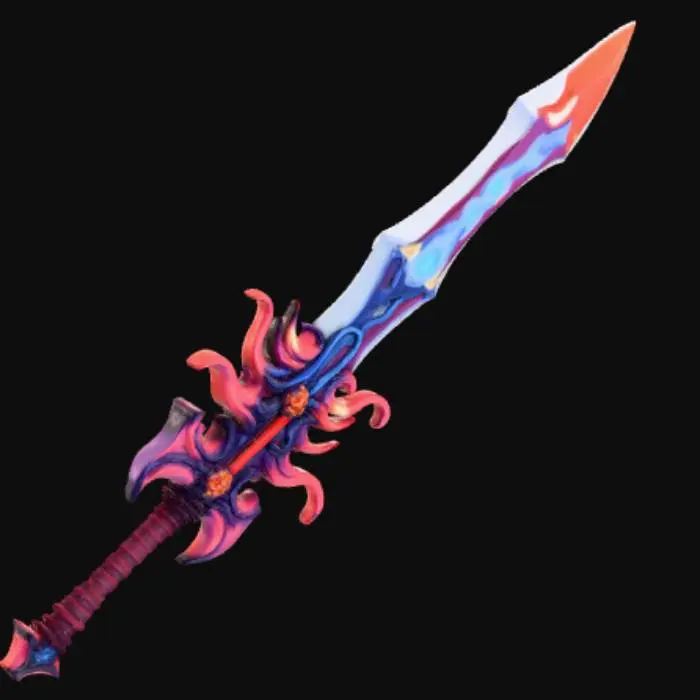 3D model for Anime style, extravagant, weapon, with abstract design