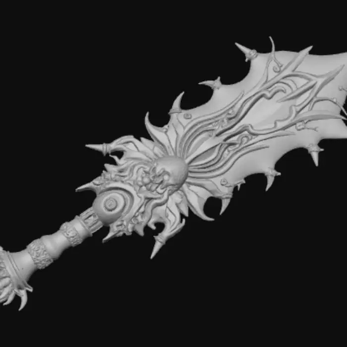 3D model for Anime style, extravagant, weapon, with abstract design