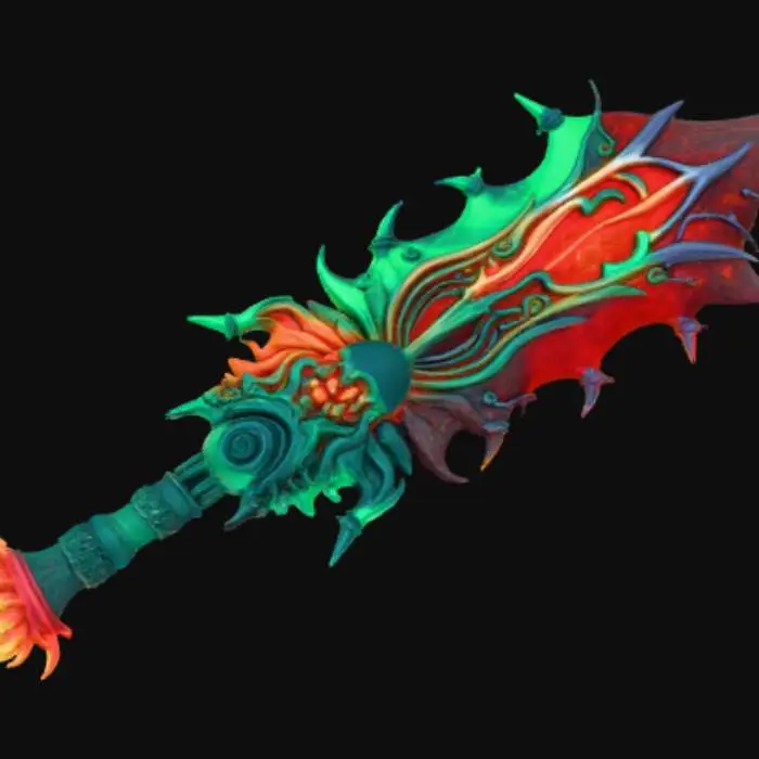 3D model for Anime style, extravagant, weapon, with abstract design
