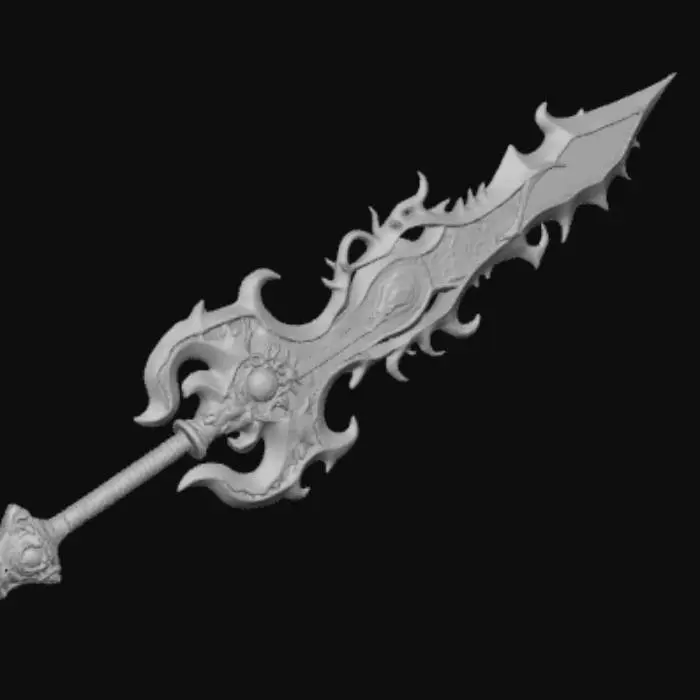 3D model for Anime style, extravagant, weapon, with abstract design