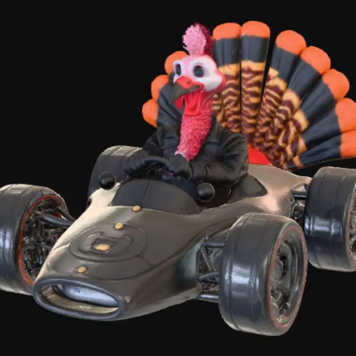 3D model for High detail, turkey driving a sports car, #Thanksgiving#