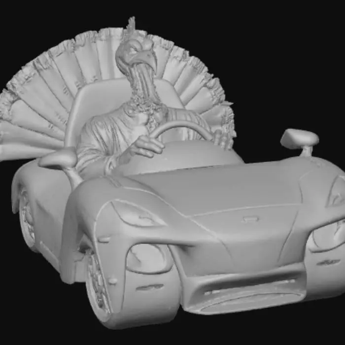 3D model for High detail, turkey driving a sports car, #Thanksgiving#