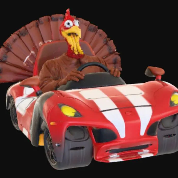 3D model for High detail, turkey driving a sports car, #Thanksgiving#