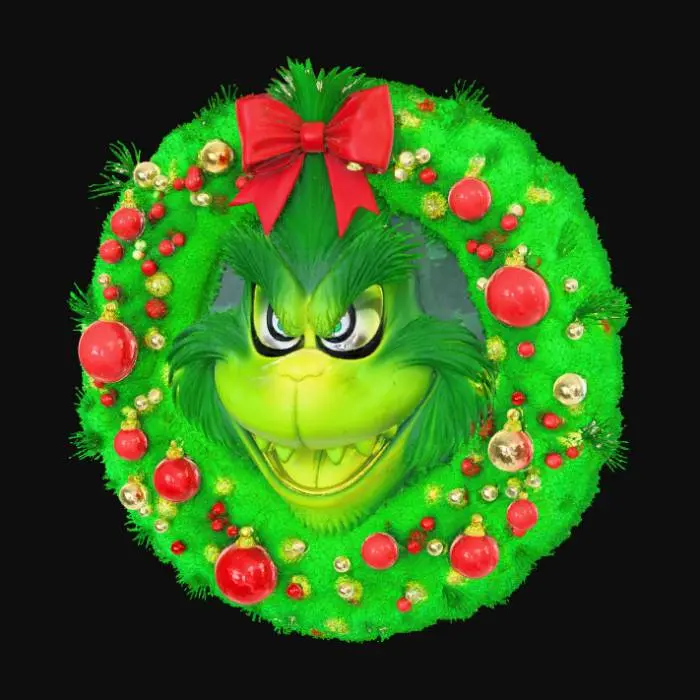 3D model for Extravagant, High Detailed, Grinch wreath