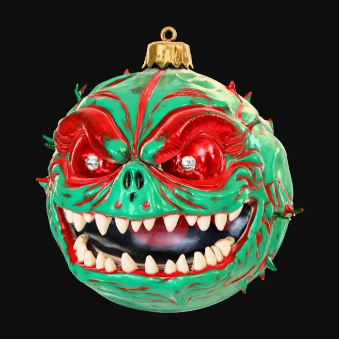 3D model for High detail, shattered Christmas Ornament, designed like a monster.