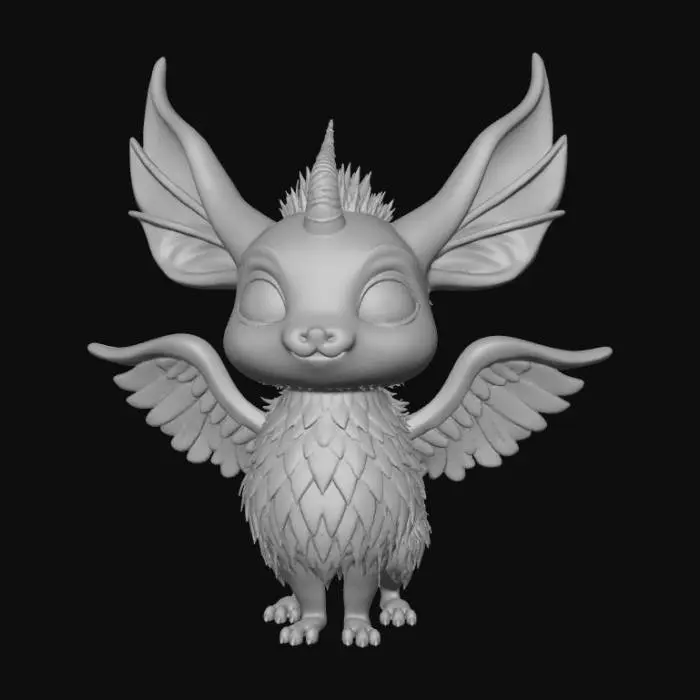 3D model for High Detailed, Fantasy, Boop creature, standing on a landscape base.