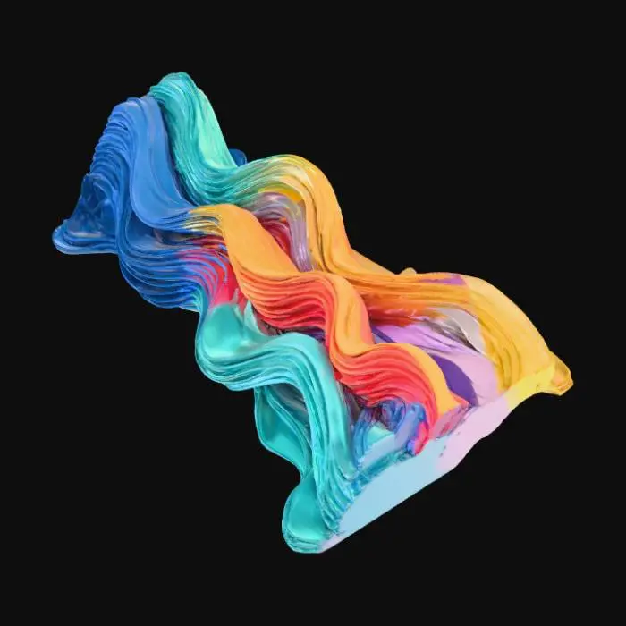 3D model for High detail, abstract, wall art, waves of color.