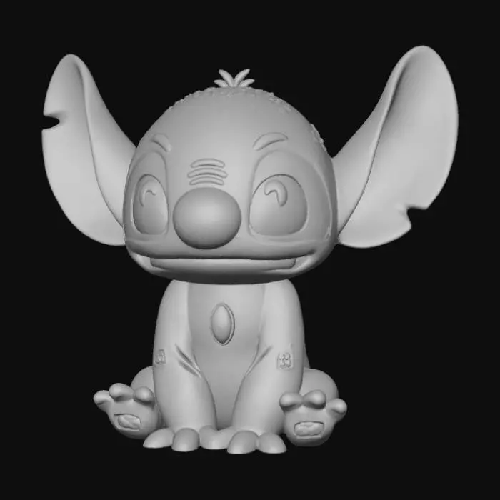 3D model for Smooth, low detail, Chibi Stitch sitting, smooth detail
