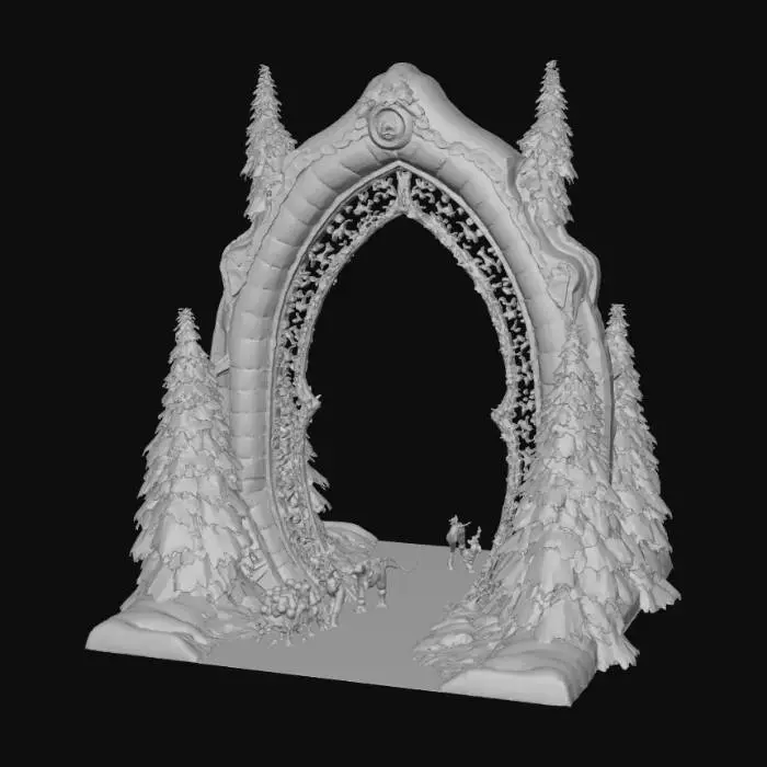 3D model for High deatil, abstract, magical, christmas portal to the north pole