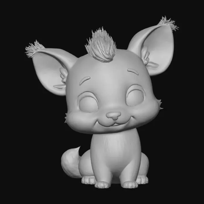 3D model for Simple, smooth surface, Contemplation kawaii animal.