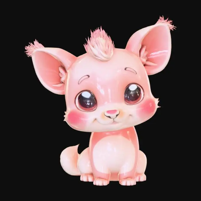 3D model for Simple, smooth surface, Contemplation kawaii animal.