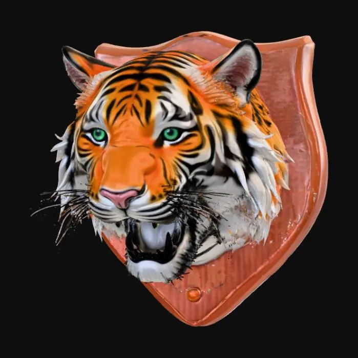 3D model for High detail, wall decor, Mounted Tiger head