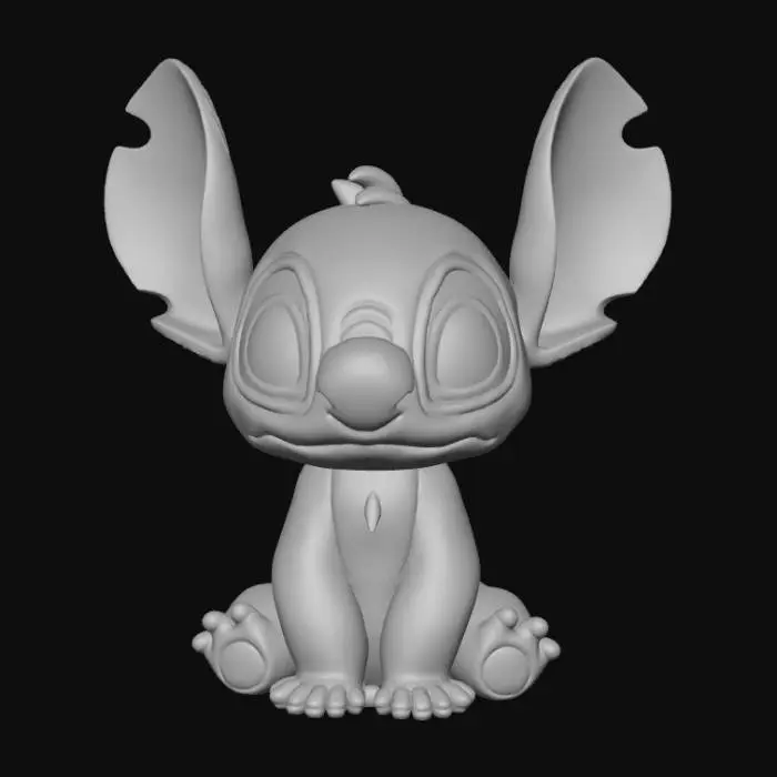 3D model for Smooth, low detail, Chibi Stitch sitting, smooth detail