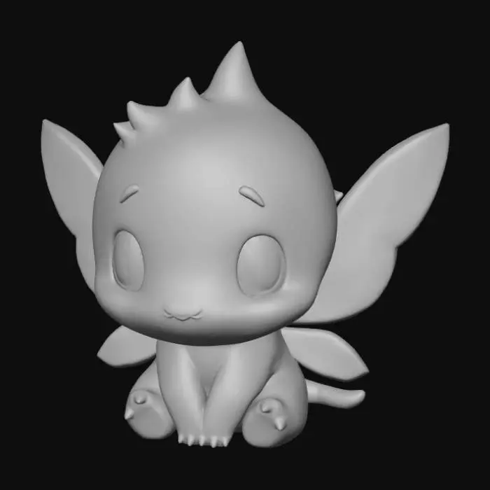 3D model for Smooth, low detail, Chibi Fairy sitting, smooth detail