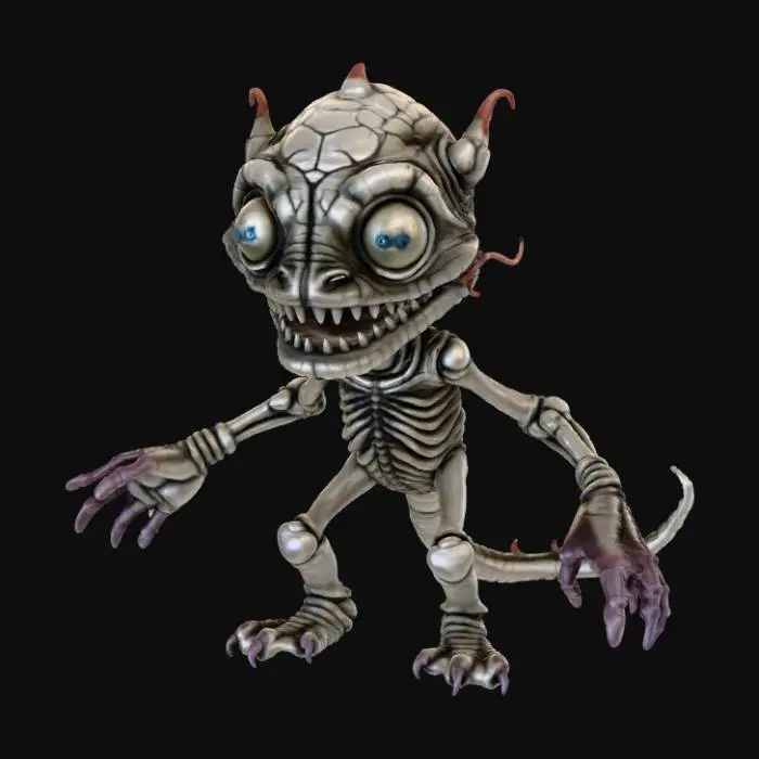 3D model for High deatil, abstract, helpless life form, monster