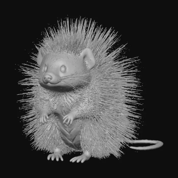 3D model for Smooth, low detail, Chibi porcupine sitting, smooth detail