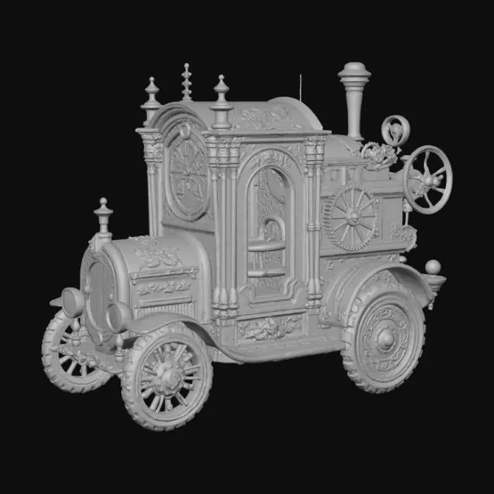 3D model for High detail, gothic, clockwork, extravagant, vehicle