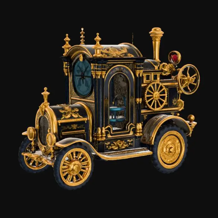 3D model for High detail, gothic, clockwork, extravagant, vehicle