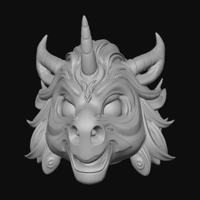 3D model for Smooth detail, Unicorn Oni Mask