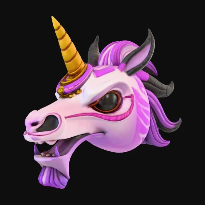 3D model for Smooth detail, Unicorn Oni Mask