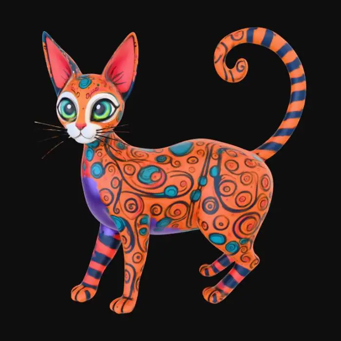 3D model for Abstract, a cat made out of scribbles