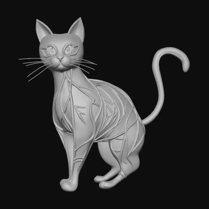 3D model for Abstract, a cat made out of scribbles